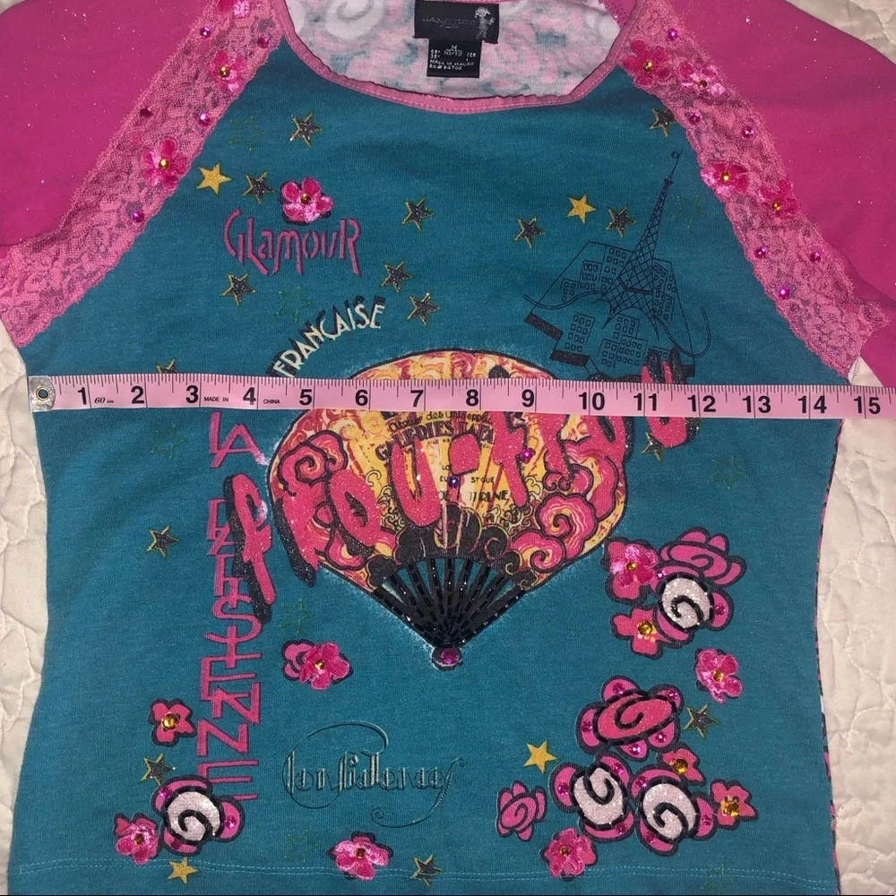 JANEDOE PARIS KIDS GIRLS GLITTER & LACE TOP 10/12